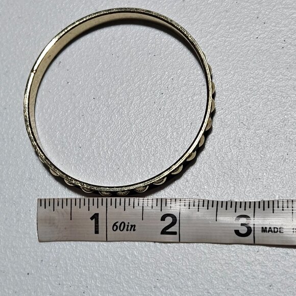 Elegant Gold Tone Black Studded Bangle Bracelet Punk Gothic Steam Punk Fashion - Picture 4 of 4